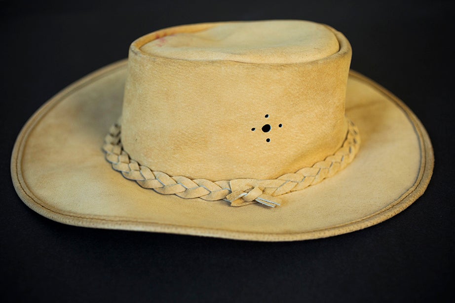 A tan suede cowboy hat worn by Florynce Kennedy. (Schlesinger Library)
