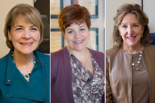 Former Massachusetts Attorney General Martha Coakley (from left), former speaker of the New York City Council Christine Quinn, and former U.S. senator from North Carolina Kay Hagan are Spring 2015 Fellows at Harvard Kennedy School's Institute of Politics.