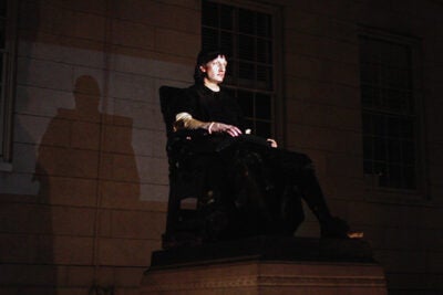 "John Harvard Projection" will animate the John Harvard Statue with the voices, gestures and images of Harvard students.