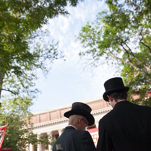 Tradition will always make a Harvard Commencement special. Top hats mark the 364th Commencement. Stephanie Mitchell/Harvard Staff Photographer