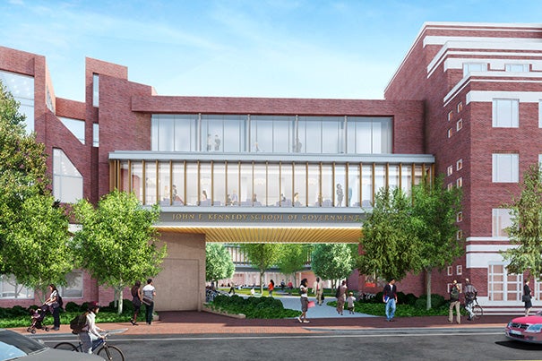 Harvard Kennedy School is planning a $125 million renovation. An exterior gateway is one of the two new entrances from Eliot Street that is being proposed in the design.