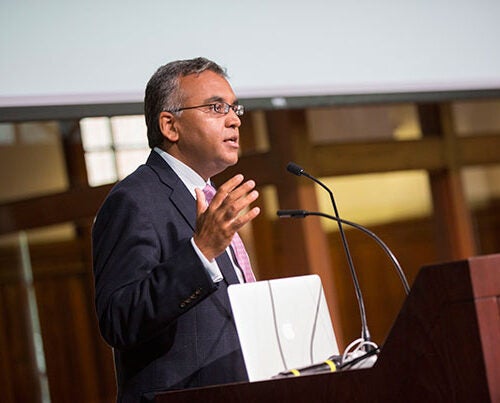 “You can pick up an infection in Mumbai, feel perfectly well and get on a plane, get off in Manhattan without showing any signs of illness. It’s just the world we live in,” said Ashish Jha, director of the Harvard Global Health Institute, professor of medicine, and K.T. Li Professor of International Health, during a Radcliffe Institute symposium. 