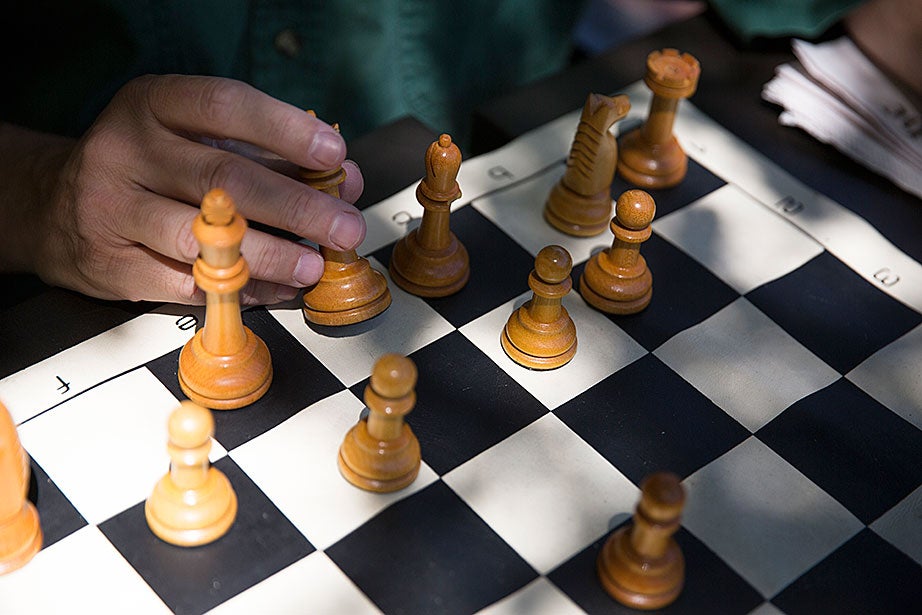 A game of chess in Harvard Square. Rose Lincoln/Harvard Staff Photographer
