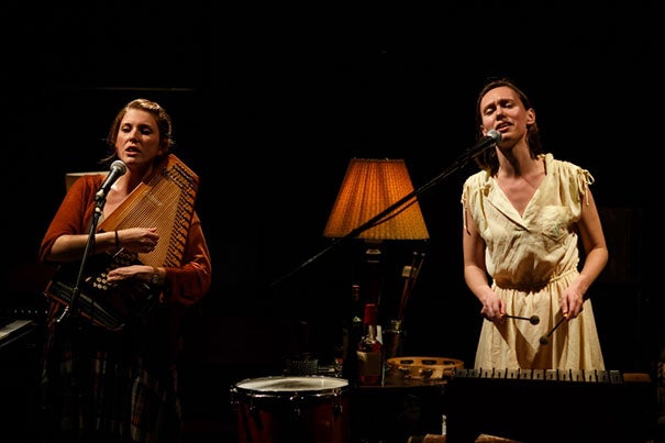 Brittain Ashford (left) and Gelsey Bell perform in Dave Malloy's supernatural off-Broadway musical "Ghost Quartet." This  song cycle about love, death, and whiskey runs Sept. 9-12 at Oberon.