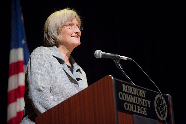 During a gathering of mayors from cities and towns across the nation, President Drew Faust argued that investment in education is the key to addressing inequality and creating opportunity. 
