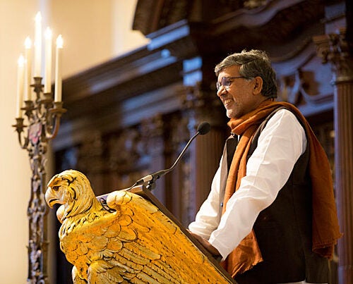 “Harvard is a beacon of excellence, a repository of the best leadership in the world, representing the potential to change the world,” said Nobel laureate Kailash Satyarthi. “The time to lead is now and this is the place." Satyarthi received the Harvard Foundation's 2015 Humanitarian of the Year award.