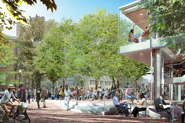 Designs for the  Richard A. and Susan F. Smith Campus Center will include a transparent pavilion facing Massachusetts Avenue. The Cambridge Board of Zoning Appeal gave its approval to renovation plans last night. 