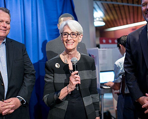 Wendy Sherman, who was the lead U.S. negotiator in the nuclear deal with Iran,  was welcomed by the Institute of Politics at Harvard Kennedy School. As a resident fellow, Sherman will teach a study group on negotiation and diplomacy this semester. 