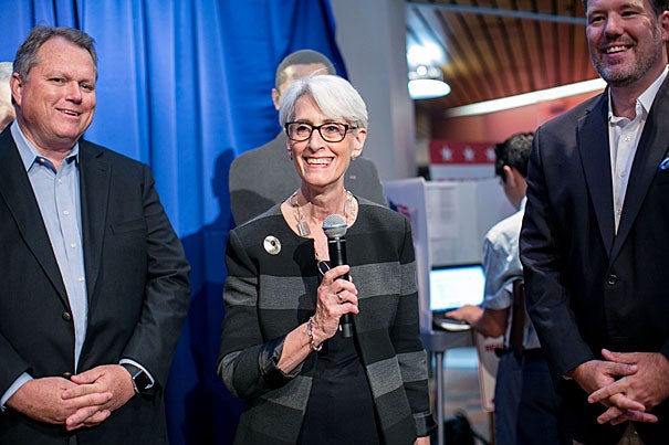 Wendy Sherman, who was the lead U.S. negotiator in the nuclear deal with Iran,  was welcomed by the Institute of Politics at Harvard Kennedy School. As a resident fellow, Sherman will teach a study group on negotiation and diplomacy this semester. 