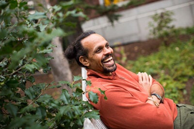 Poet and Radcliffe Fellow Ross Gay is a finalist for the National Book Award for his latest book of poems, “Catalog of Unabashed Gratitude.”