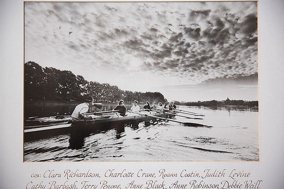 This historical photo shows a 1972 practice on the Charles River.