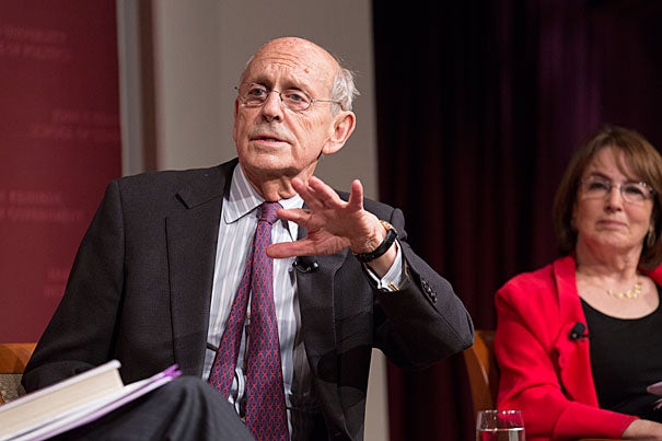 “I’ve never heard one judge in that room say something really mean, even in a joking way, about another. It doesn’t happen. It’s professional,” Associate Supreme Court Justice Stephen Breyer told students during a talk at Harvard Kennedy School. 
