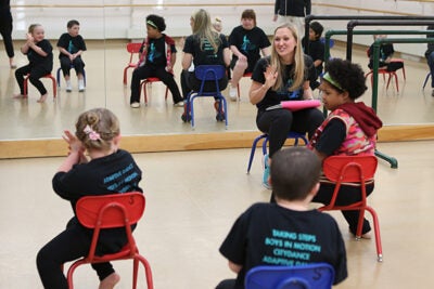 Portia Abernathy, Ed.M.’11, C.A.S.’12, works with Boston Ballet’s Adaptive Dance Program to offer creative movement instruction for young people with disabilities. 
