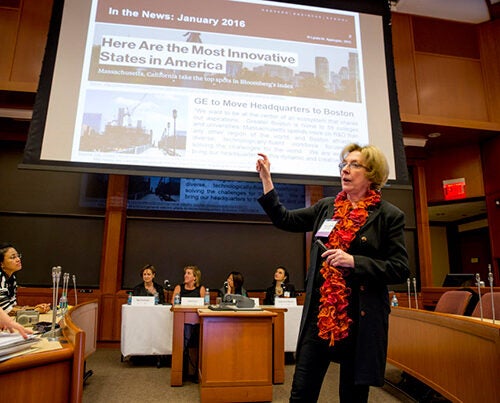 Harvard Business School's Lynda M. Applegate moderated “She Got Game,” a panel discussion about the challenges that women face in starting and growing large-scale businesses, and how they are learning to overcome them.