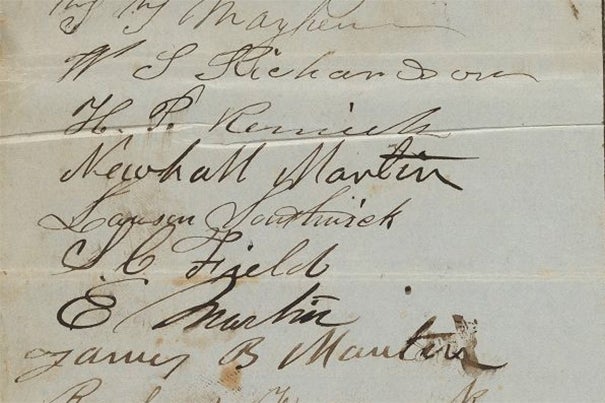 The Digital Archive of Native American Petitions in Massachusetts will build on the success of Harvard’s Digital Archive of Anti-Slavery and Anti-Segregation Petitions (cropped petition pictured).