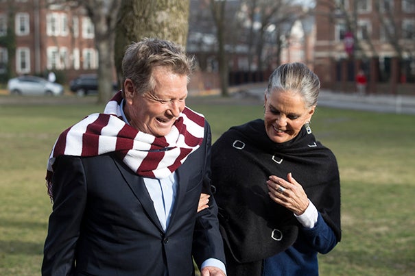 Actors Ryan O'Neal and Ali MacGraw returned to Harvard to revisit the scene of their iconic movie "Love Story," while promoting their latest roles in A.R. Gurney's "Love Letters."