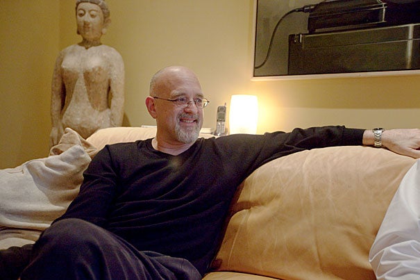 Dan Gilbert, Professor of Psychology is seen in his Cambridge home. Kris Snibbe/Harvard Staff Photographer