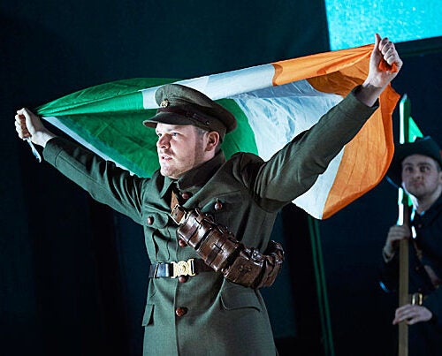Lloyd Cooney (from left) and Liam Heslin in the Abbey Theatre’s production of "The Plough and the Stars” by Sean O’Casey. 