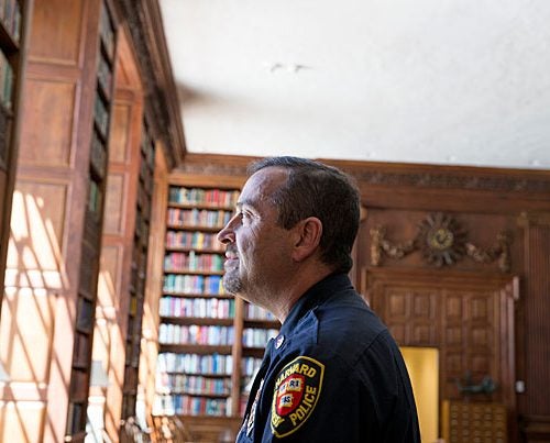 Christos Hatzopoulos, who will graduate from Harvard Extension School, is a detective with the Harvard University Police Department. “History was never a dead science for me,” he said. “I’ve been reading history books my whole life for pleasure.”