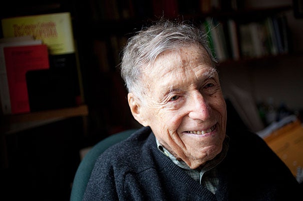 Aaron, professor emeritus, was known as the father of American Studies. Stephanie Mitchell/Harvard Staff Photographer