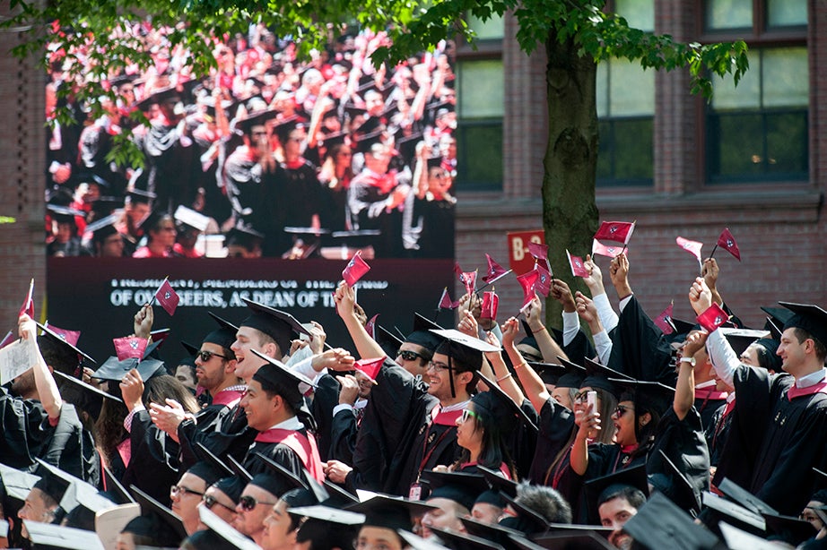 Harvard Law School graduates celebrate. Jon Chase/Harvard Staff Photographer