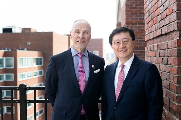 Martin J. “Marty” Grasso Jr. ’78 (left) is the incoming president of the Harvard Alumni Association, taking over the role held by Paul L. Choi ’86, J.D. ’89.