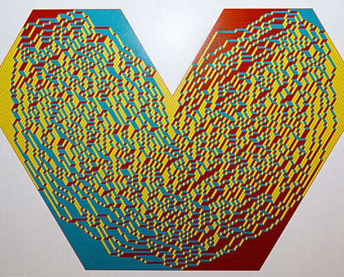 “Random Heart” is a computer-simulated image that is part of “The Art of Discovery,” an interdisciplinary art show at the Radcliffe's Johnson-Kulukundis Family Gallery. The work is by Radcliffe Fellow and mathematician Alexei Borodin and Leonid Petrov.