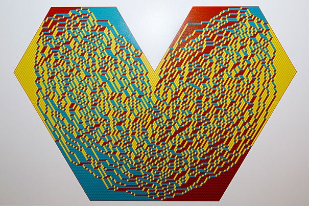 “Random Heart” is a computer-simulated image that is part of “The Art of Discovery,” an interdisciplinary art show at the Radcliffe's Johnson-Kulukundis Family Gallery. The work is by Radcliffe Fellow and mathematician Alexei Borodin and Leonid Petrov.
