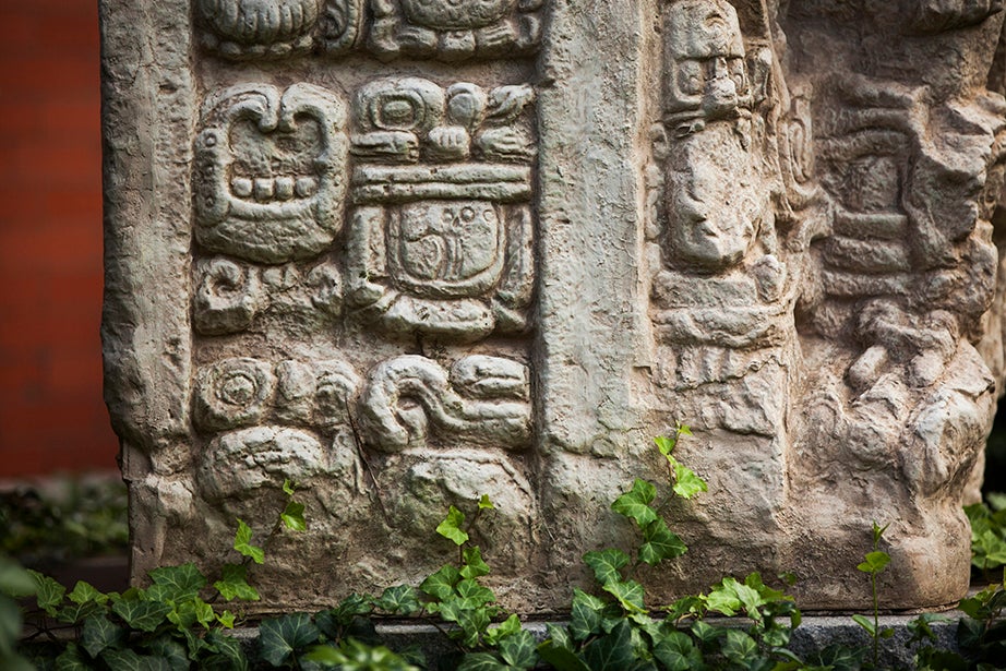 The Peabody Museum has a replica of a classic Maya stele from the ruins of Copan.