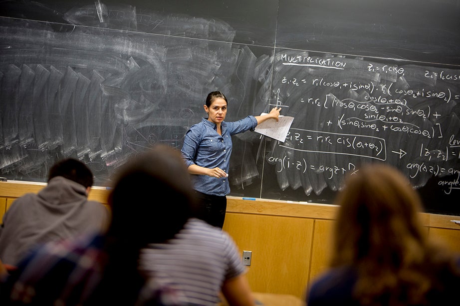 Yasmine Meroz teaches “Series Expansions and Complex Analysis,” a class that introduces fundamental concepts for solving real-world problems and emphasizes their applications through examples from the physical and social sciences. Rose Lincoln/Harvard Staff Photographer