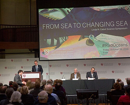 Melting Arctic ice is opening the Northwest Passage, just a symptom of the accelerating warming in the Arctic and around the globe, speakers at a Radcliffe symposium on the oceans said.
