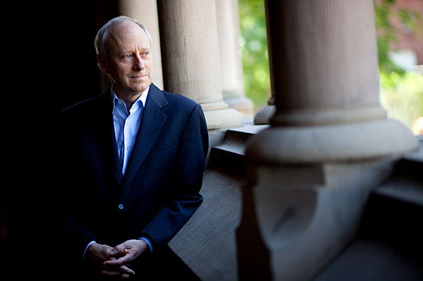 Michael Sandel, Anne T. and Robert M. Bass Professor of Government, speaks about his latest book, "What Money Can't Buy: The Moral Limits of Markets" for a Harvard Bound piece in the Harvard Gazette. Michael Sandel is pictured inside Memorial Hall at Harvard University. Stephanie Mitchell/Harvard Staff Photographer