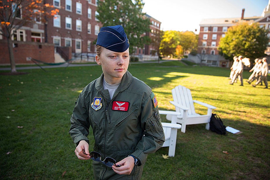 For Kira Headrick ’17, “Holding this training at Harvard meant more than just the instruction itself. Last year marked the 100th anniversary of ROTC at Harvard, as well as the first recognition of Air Force ROTC by the University since the Vietnam War. With this recognition came the complete restoration of Harvard’s relationship with all three branches of ROTC, and allowed Air Force ROTC to hold events on campus once more. More than just marching, this training was a tribute to past cadets who worked to unite their ROTC program and campus.” 