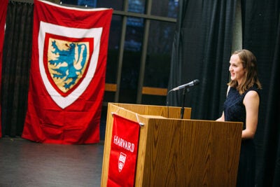 Eliza Pugh ’16-’17 delivers the "Student Reflection" at the Midyear Graduates Recognition Ceremony on Dec. 2. “Bring that sense of adventure and wonder that you felt when you were forging your own road less traveled by to the next phase of your life.”