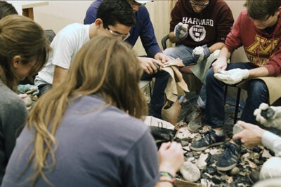 Students taking part in a new freshman seminar class learn to appreciate the sophistication of Neanderthals by manufacturing their own stone tools from scratch.

