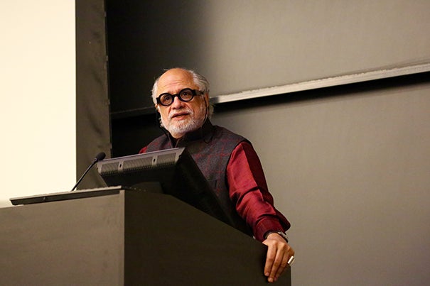 Homi K. Bhabha, Anne F. Rothenberg Professor of the Humanities and director of the Mahindra Humanities Center at Harvard, delivers a keynote titled “Contemporary Reflections on the Humanities” during the sixth annual National Collegiate Research Conference.