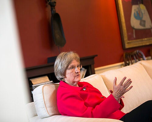 President Drew Faust discussed Harvard’s ongoing commitment to acknowledging and understanding the grimmer aspects of its long-ago ties with slavery. 