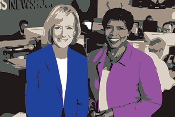 PBS "Newshour" co-anchors Judy Woodruff (left) and the late Gwen Ifill will be awarded the Radcliffe medal for their journalistic influence and integrity both as individuals and partners. Journalist Michele Norris will accept Ifill's award.