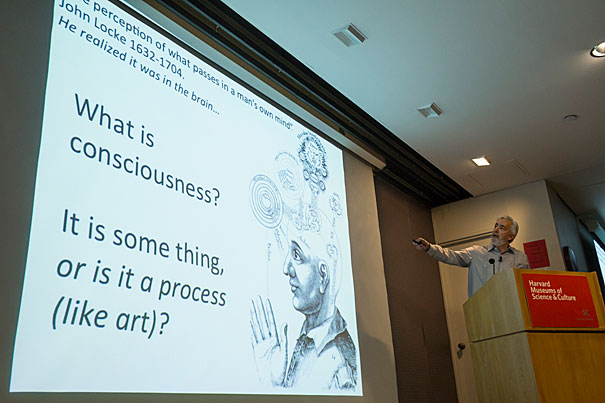Biology Professor Brian D. Farrell delivers a talk about his multidisciplinary approach to studying consciousness, combining biological science with the teachings of ancient mysticism to better understand the development and meaning of consciousness.