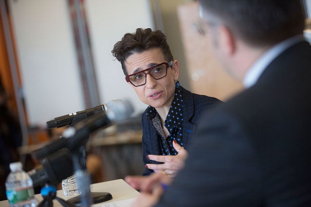 In her discussion with Shorenstein Director Nicco Mele, Russian-American journalist Masha Gessen warned against investing too much hope in theories about the Trump Campaign's possible collusion with Russian Intelligence, instead encouraging those concerned about democratic institutions to stay active and engaged in politics.