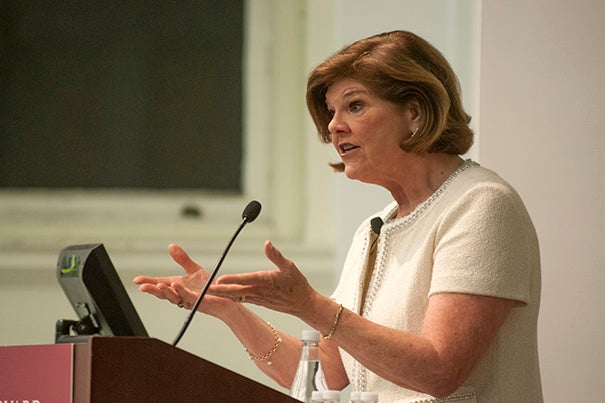 “In the media climate now, where fact and opinion are hopelessly intertwined, people gravitate to where they feel comfortable. And there’s no question in my mind that this has deepened the partisan chasm in our country and has added to the dysfunction in Congress," said Ann Compton, former ABC News journalist and member of the White House Press Corps, at the Lowell Lecture.