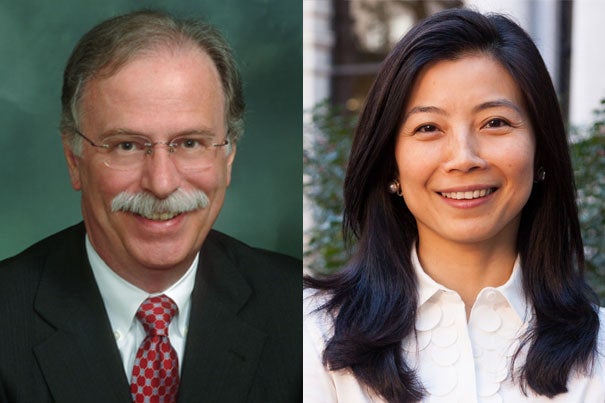Overseers since 2012, Scott Abell ’72 and Tracy Palandjian ’93 will serve in the board’s top leadership roles for the final year of their six-year terms, succeeding Kenji Yoshino ’91 and Nicole Parent Haughey ’93, respectively.