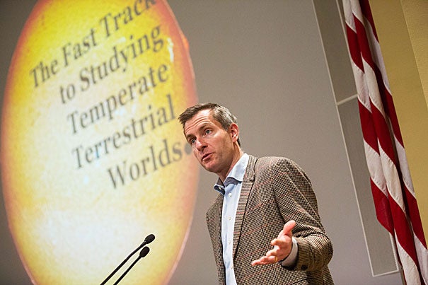 "These planets really might have life as we know it on them," said Professor David Charbonneau, who outlined the promising search for life on exoplanets at the Origins of Life's 10th anniversary symposium.