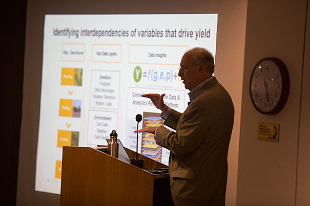 Michael Stern, CEO of The Climate Corporation, speaks of the need for farmers to immediately react to environmental setbacks as the effects of climate change reduce the viability of farm lands across the globe. “We’re going to have to figure out how to grow a lot more food on a lot less land and do it sustainably.”

