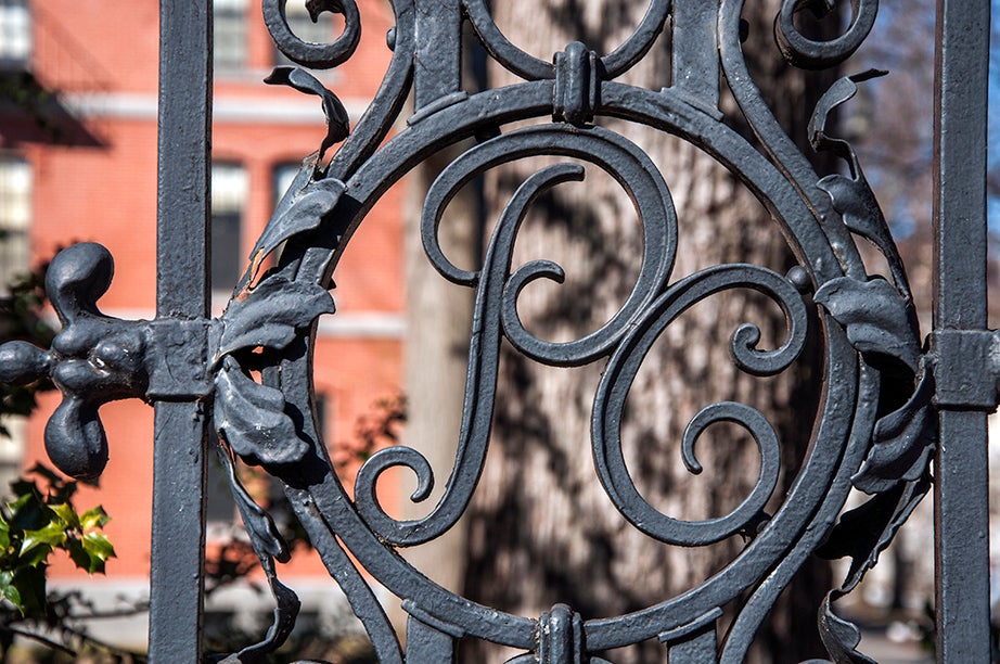 McKean Gate (Porcellian Club), South, takes its nickname from one of Harvard’s oldest final clubs. The club won its name when Joseph McKean brought a roast pig to a meeting. 
