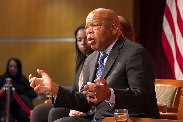 "Do your best to look out for all humankind," said Congressman and civil rights leader John Lewis in accepting his Gleitsman Award at the Harvard Kennedy School. "Never become bitter; never ever give up. You’ll get knocked down but get up ... You have to pace yourself for the long haul."