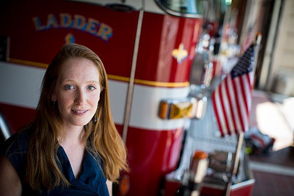 Harvard Chan School and Dana-Farber Cancer Institute postdoctoral fellow Emily Sparer is investigating the health risks of firehouses to understand why firefighters have increased rates of cancer. 