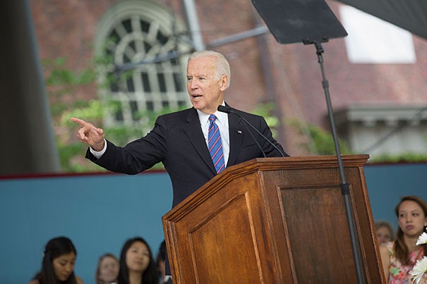 Class Day speaker, former Vice President Joe Biden, urged seniors not to succumb to pressures that value “the social trappings of success rather than really making a difference,” but to choose what’s best and most important to them.

