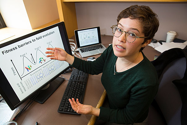 Amy Gilson is first author of a recent paper on the process of protein structure evolution, which can help researchers  design stable molecules for treatment.
