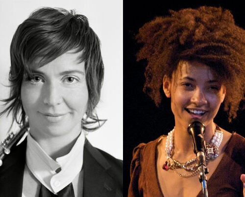 Renowned musicians and composers Claire Chase (left) and Esperanza Spalding will join the Music Department as professors of practice starting in the 2017-2018 academic year. 